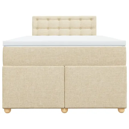 Sommier à lattes de lit avec matelas Crème 120x200 cm Tissu