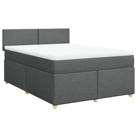 Sommier à lattes de lit avec matelas Gris foncé 140x190cm Tissu 2