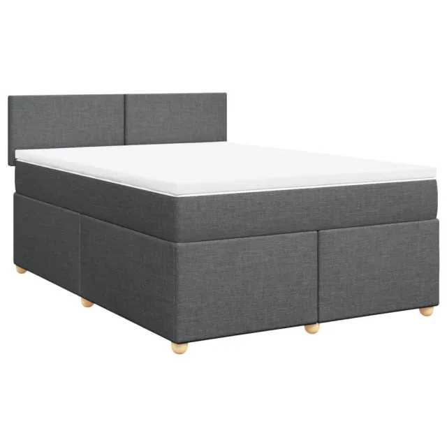 Sommier à lattes de lit avec matelas Gris foncé 140x190cm Tissu