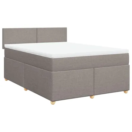 Sommier à lattes de lit avec matelas Taupe 140x190 cm Tissu 2