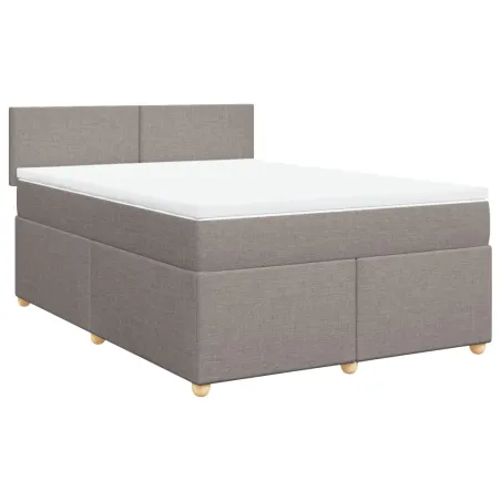 Sommier à lattes de lit avec matelas Taupe 140x190 cm Tissu