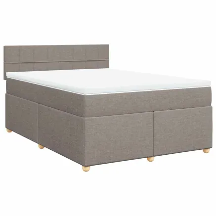 Sommier à lattes de lit avec matelas Taupe 140x190 cm Tissu 2