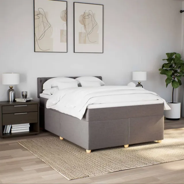 Sommier à lattes de lit avec matelas Taupe 140x190 cm Tissu