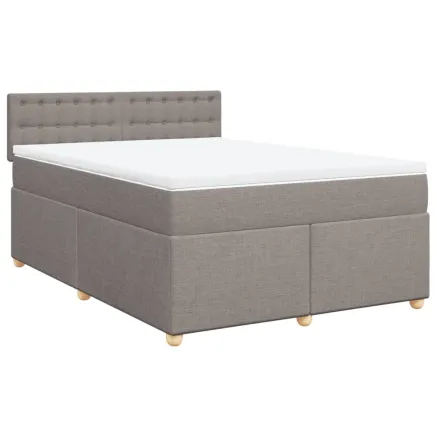 Sommier à lattes de lit avec matelas Taupe 140x190 cm Tissu 2