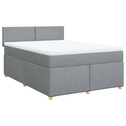 Sommier à lattes de lit avec matelas Gris clair 140x200cm Tissu 2