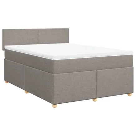 Sommier à lattes de lit avec matelas Taupe 140x200 cm Tissu 2