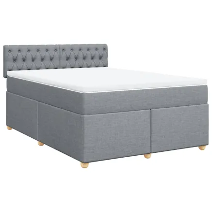 Sommier à lattes de lit avec matelas Gris clair 140x200cm Tissu 2