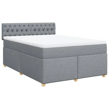 Sommier à lattes de lit avec matelas Gris clair 140x200cm Tissu