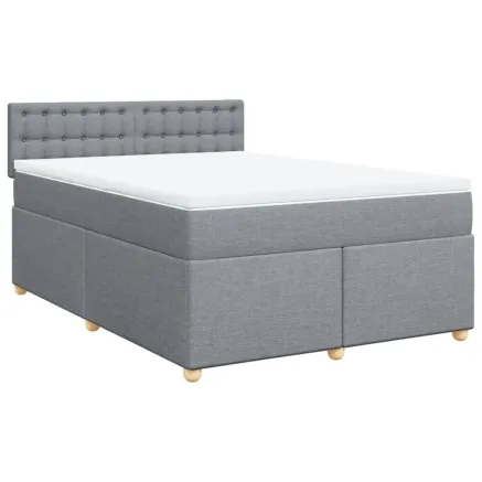 Sommier à lattes de lit avec matelas Gris clair 140x200cm Tissu 2