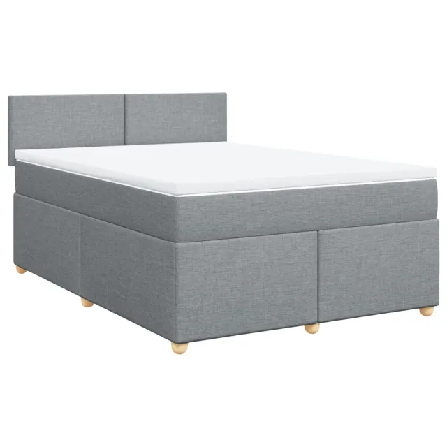 Sommier à lattes de lit avec matelas Gris clair 160x200cm Tissu