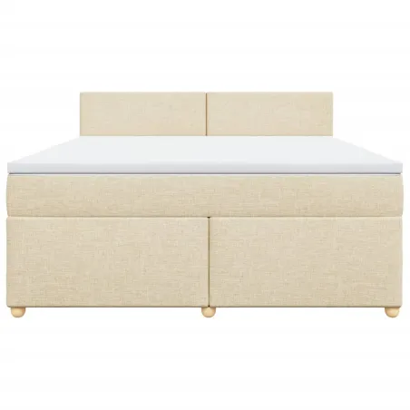 Sommier à lattes de lit avec matelas Crème 180x200 cm Tissu