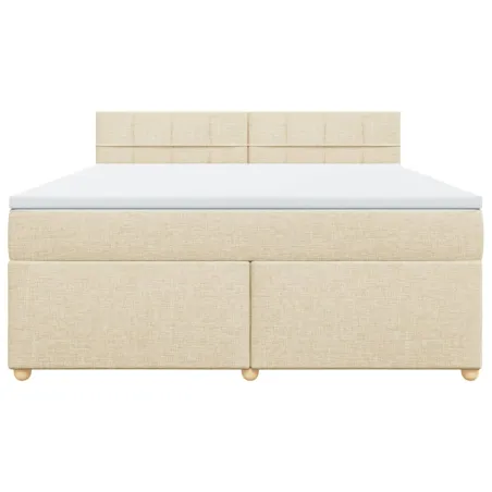 Sommier à lattes de lit avec matelas Crème 180x200 cm Tissu