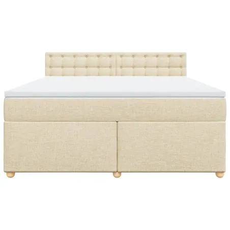 Sommier à lattes de lit avec matelas Crème 180x200 cm Tissu