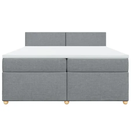 Sommier à lattes de lit avec matelas Gris clair 200x200cm Tissu