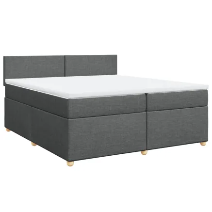 Sommier à lattes de lit avec matelas Gris foncé 200x200cm Tissu 2