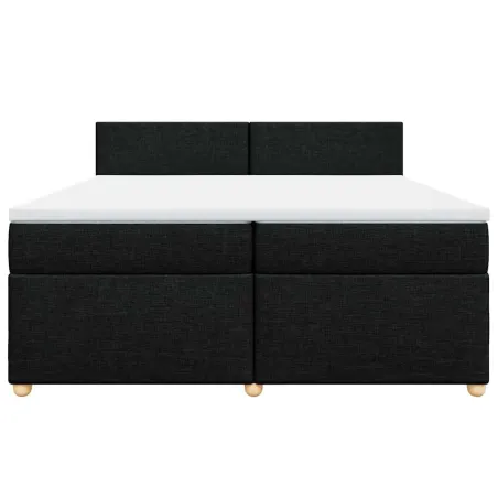 Sommier à lattes de lit avec matelas Noir 200x200 cm Tissu
