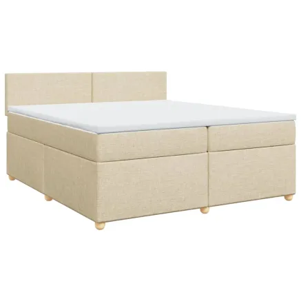 Sommier à lattes de lit avec matelas Crème 200x200 cm Tissu 2