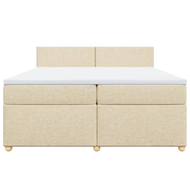 Sommier à lattes de lit avec matelas Crème 200x200 cm Tissu