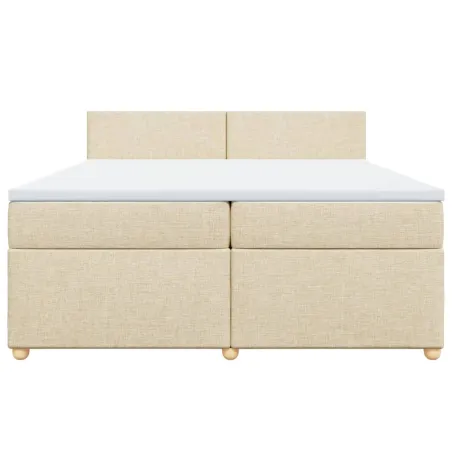 Sommier à lattes de lit avec matelas Crème 200x200 cm Tissu