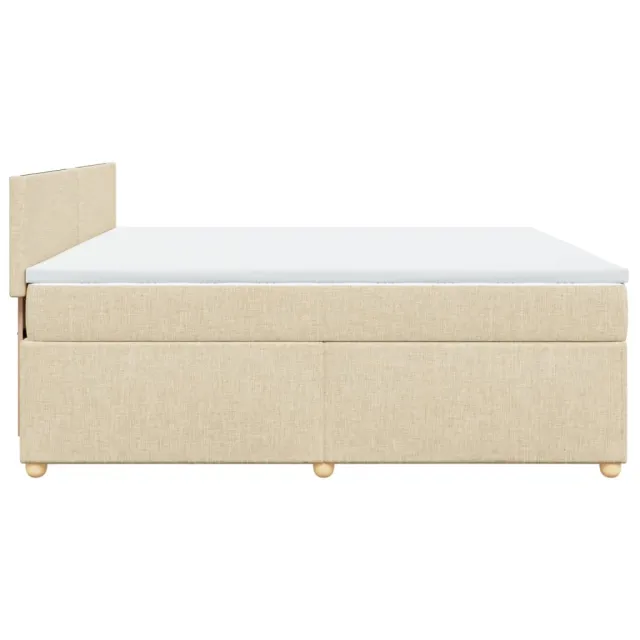Sommier à lattes de lit avec matelas Crème 200x200 cm Tissu