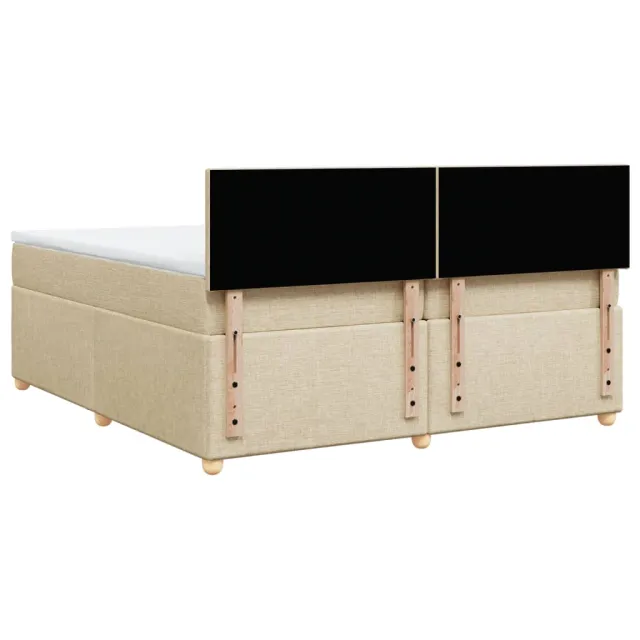 Sommier à lattes de lit avec matelas Crème 200x200 cm Tissu