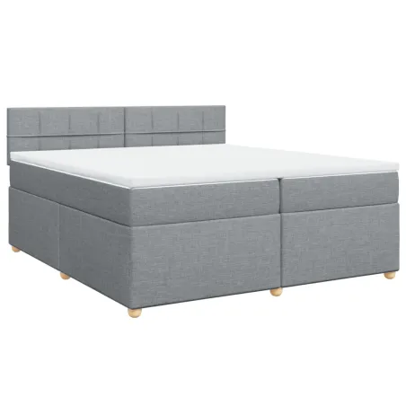 Sommier à lattes de lit avec matelas Gris clair 200x200cm Tissu