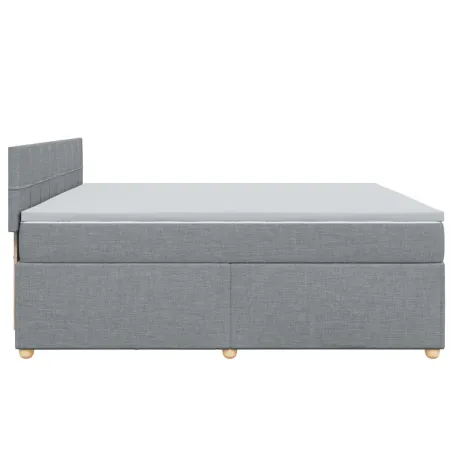 Sommier à lattes de lit avec matelas Gris clair 200x200cm Tissu