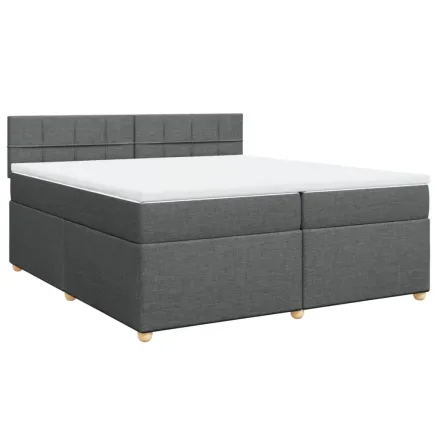 Sommier à lattes de lit avec matelas Gris foncé 200x200cm Tissu 2