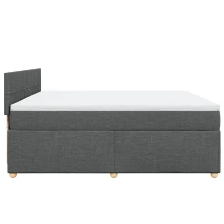 Sommier à lattes de lit avec matelas Gris foncé 200x200cm Tissu