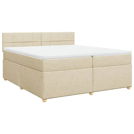 Sommier à lattes de lit avec matelas Crème 200x200 cm Tissu 2
