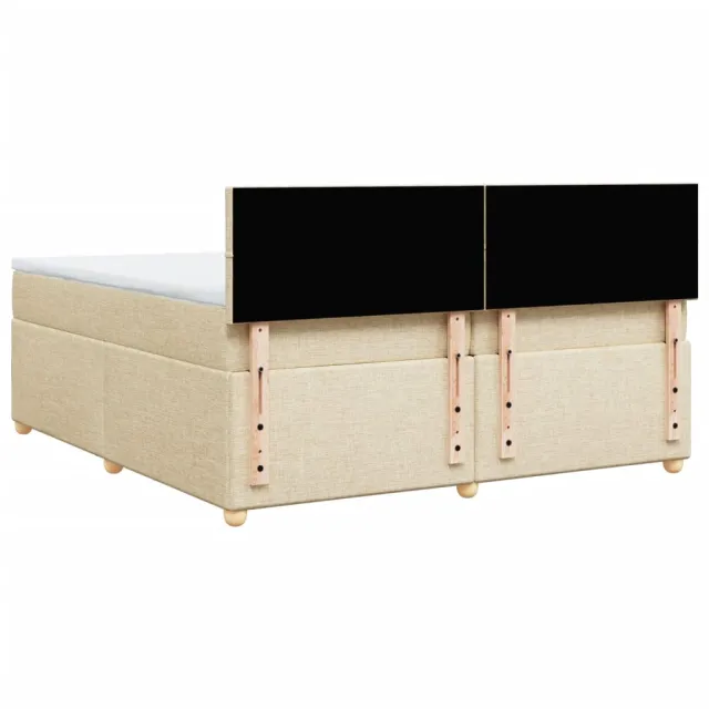 Sommier à lattes de lit avec matelas Crème 200x200 cm Tissu