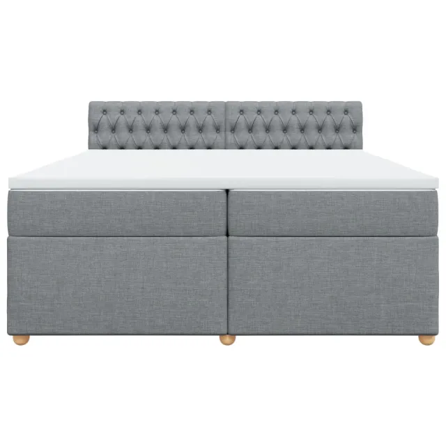 Sommier à lattes de lit avec matelas Gris clair 200x200cm Tissu