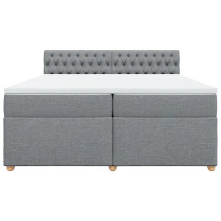 Sommier à lattes de lit avec matelas Gris clair 200x200cm Tissu