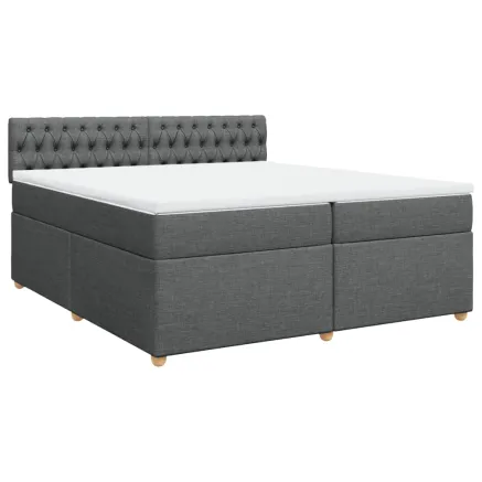 Sommier à lattes de lit avec matelas Gris foncé 200x200cm Tissu 2