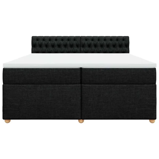 Sommier à lattes de lit avec matelas Noir 200x200 cm Tissu