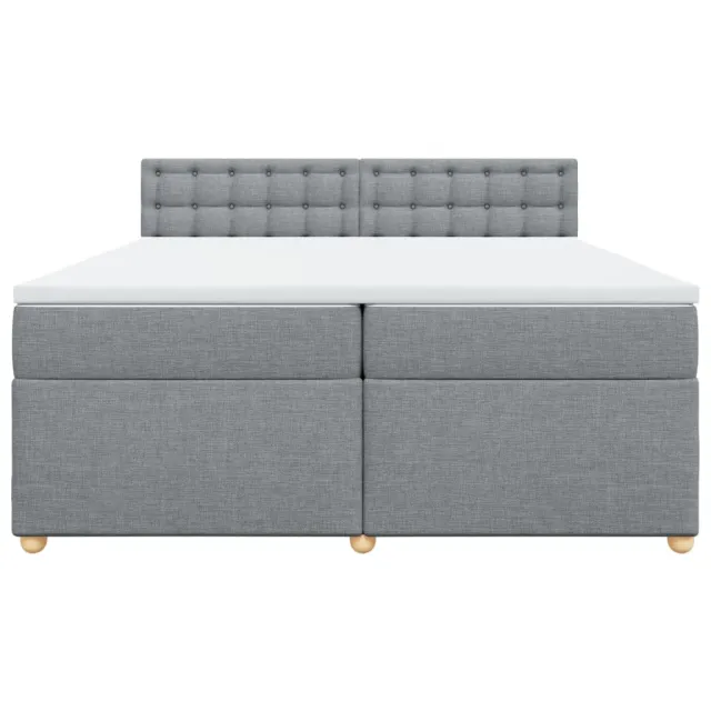 Sommier à lattes de lit avec matelas Gris clair 200x200cm Tissu