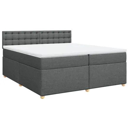 Sommier à lattes de lit avec matelas Gris foncé 200x200cm Tissu 2