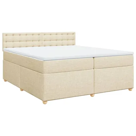 Sommier à lattes de lit avec matelas Crème 200x200 cm Tissu 2