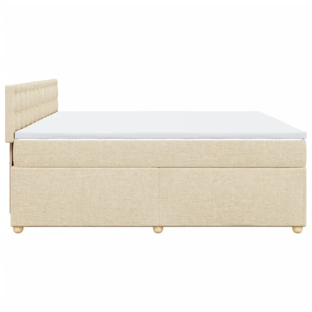 Sommier à lattes de lit avec matelas Crème 200x200 cm Tissu
