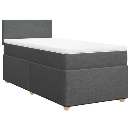 Sommier à lattes de lit avec matelas gris foncé 90x190 cm simple tissu 2