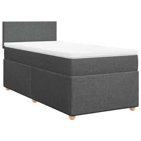 Sommier à lattes de lit avec matelas gris foncé 90x190 cm simple tissu