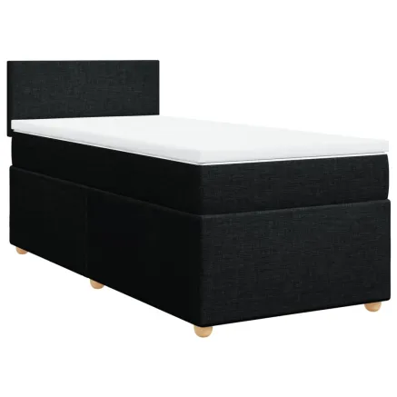 Sommier à lattes de lit avec matelas noir 90x190 cm simple tissu 2