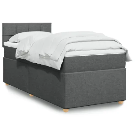 Sommier à lattes de lit avec matelas gris foncé 90x190 cm simple tissu