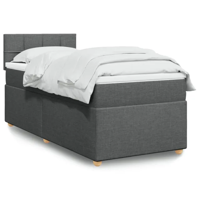 Sommier à lattes de lit avec matelas gris foncé 90x190 cm simple tissu