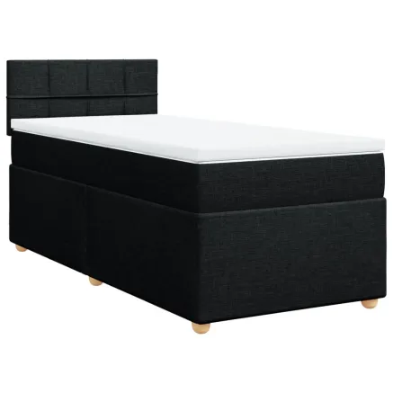 Sommier à lattes de lit avec matelas noir 90x190 cm simple tissu 2