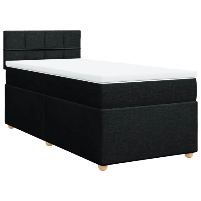 Sommier à lattes de lit avec matelas noir 90x190 cm simple tissu