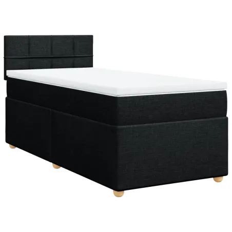 Sommier à lattes de lit avec matelas noir 90x190 cm simple tissu
