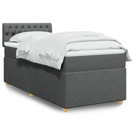 Sommier à lattes de lit avec matelas gris foncé 90x190 cm simple tissu