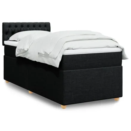 Sommier à lattes de lit avec matelas noir 90x190 cm simple tissu