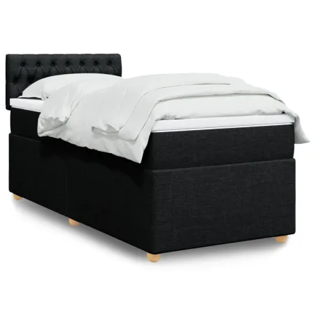 Sommier à lattes de lit avec matelas noir 90x190 cm simple tissu